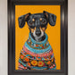 Sausage Dog in a Sweater Framed Print