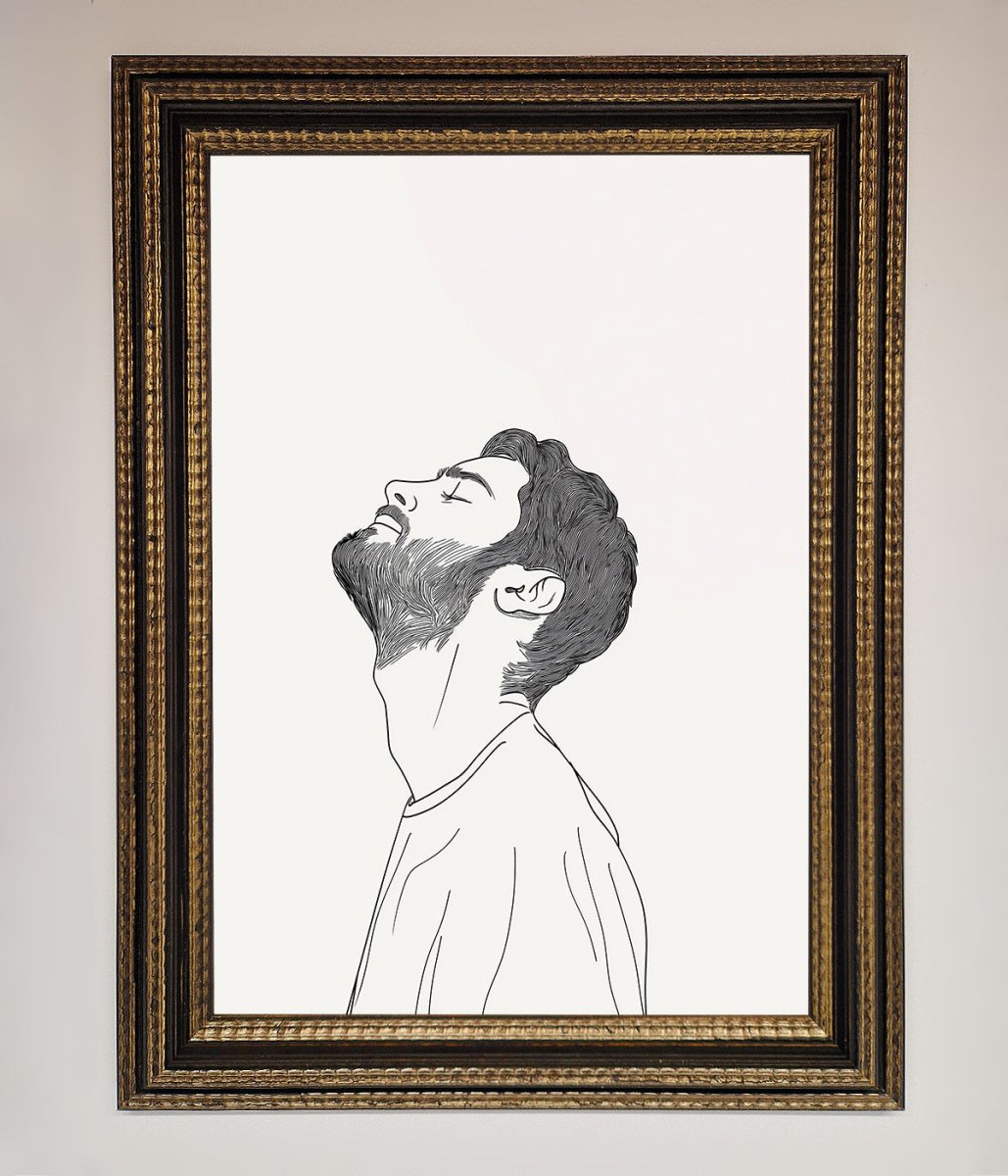 The Man in the Morning, Line Art Framed Print