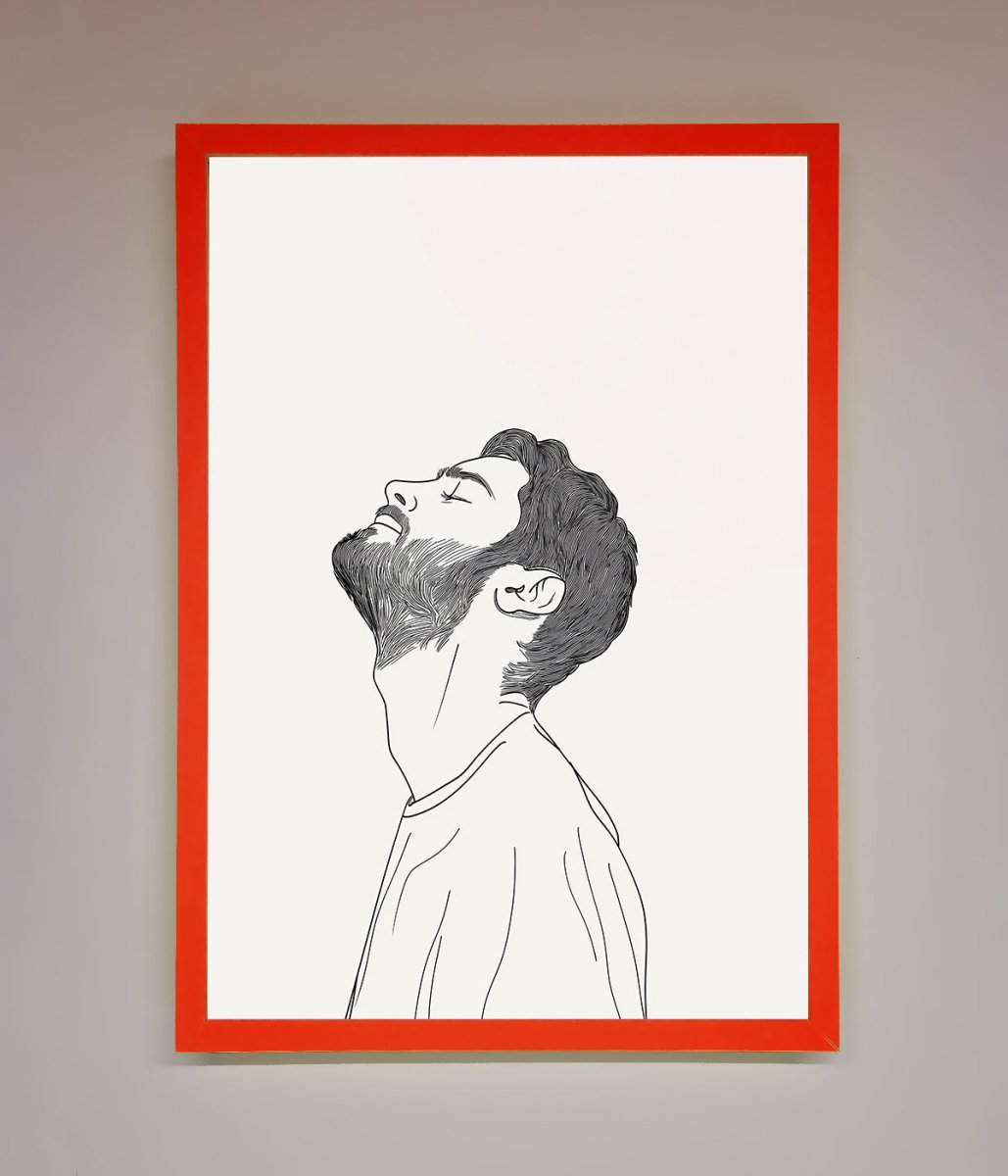 The Man in the Morning, Line Art Framed Print