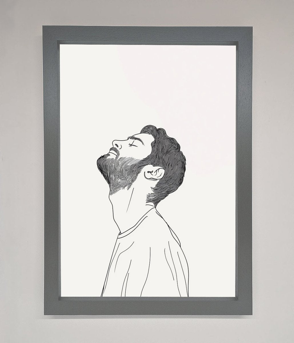 The Man in the Morning, Line Art Framed Print