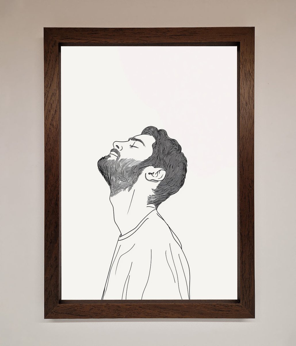 The Man in the Morning, Line Art Framed Print