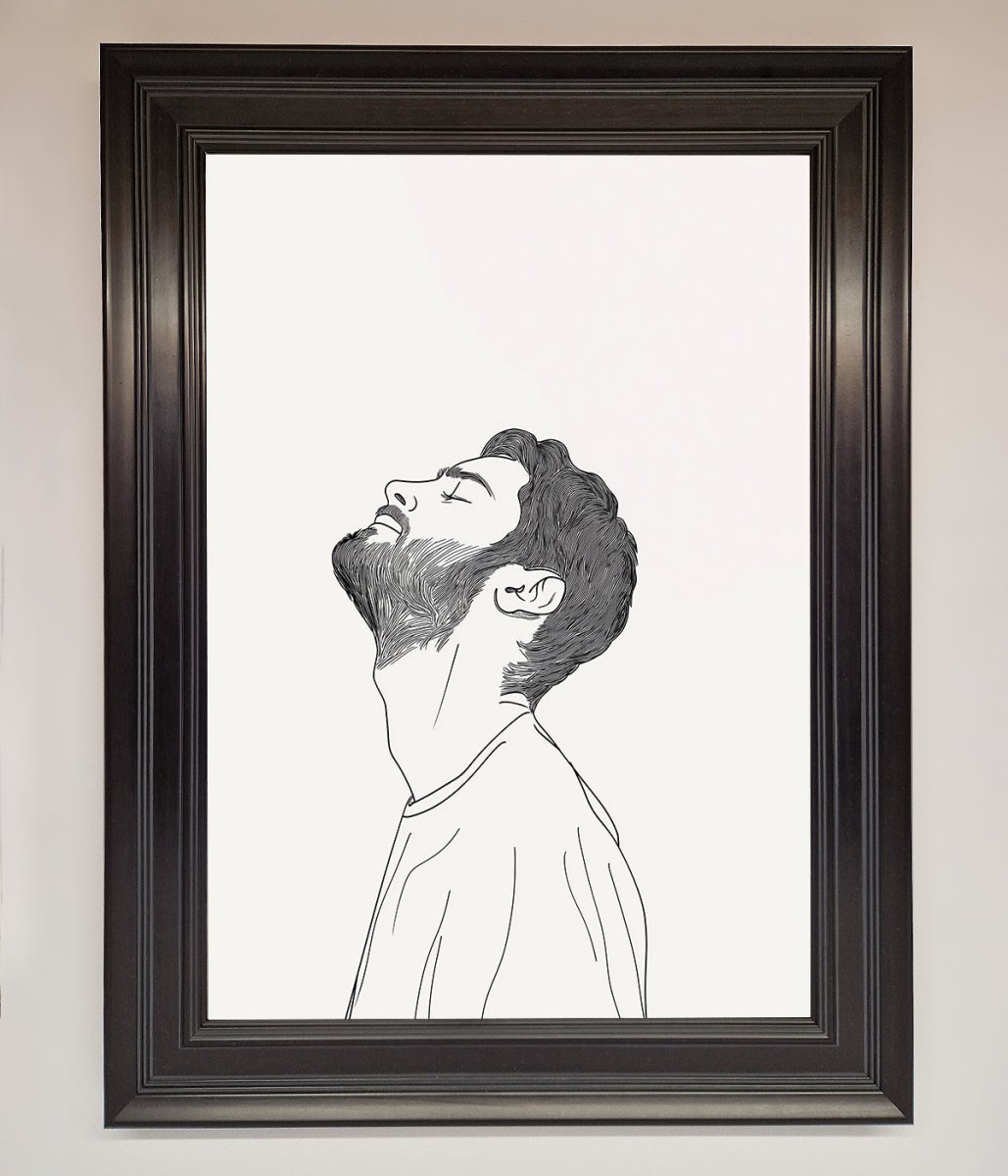 The Man in the Morning, Line Art Framed Print