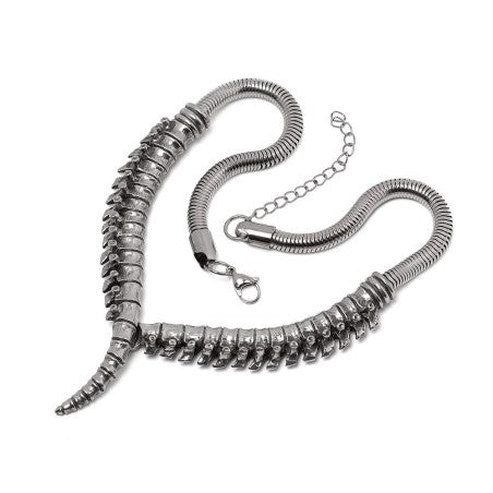 Chunky Split Snake Necklace, Gothic Pewter Statement Collar Alchemy