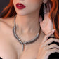 Chunky Split Snake Necklace, Gothic Pewter Statement Collar Alchemy