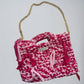 Pink Handmade Crochet Handbag with Gold Chain Strap