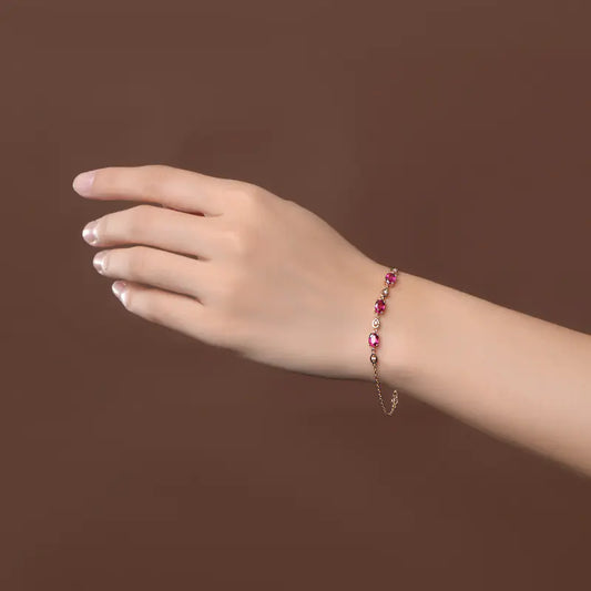 Imitation Red Tourmaline Colour Gem Bracelet