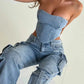 Vireous Women's Denim Corset Top, Spring and Summer Collection