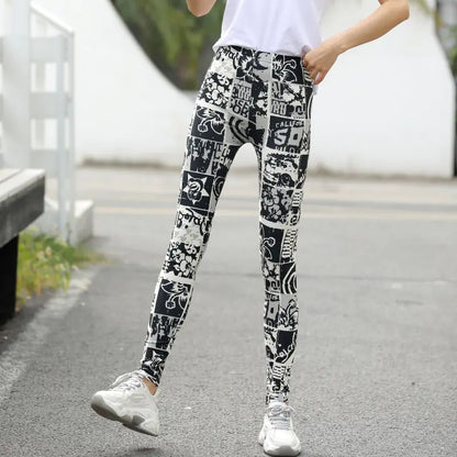 Large Stretch Printed Check Women's Leggings, Multi Designs