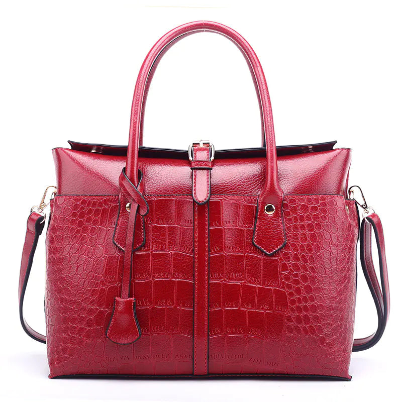 Women's Classic Crocodile Tote and Shoulder Bag, Multicolours