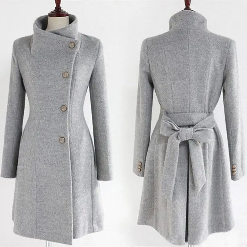 Button Lapel Cashmere Women's Long Coat, Multi Colours