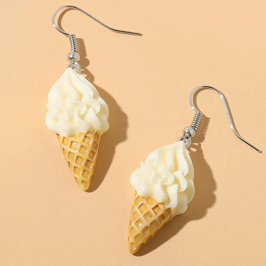 Ice Cream Cone Dangle Earrings, Cute Resin Jewellery