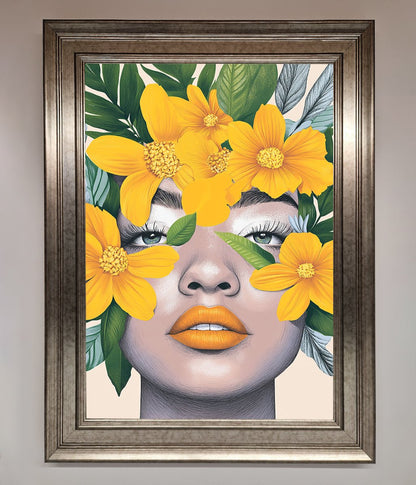 Yellow Flowers Head Framed Poster