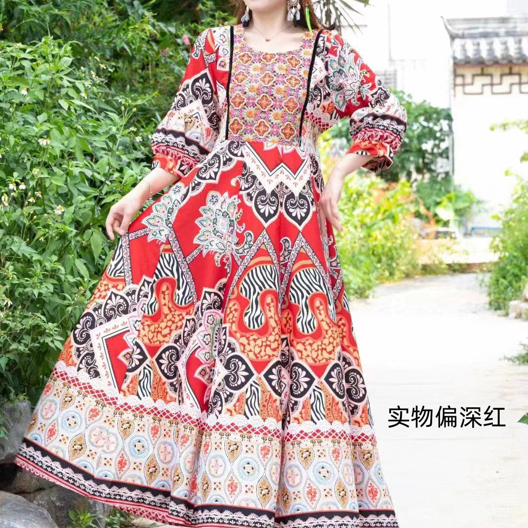 National Style Dress Summer Travel Thailand India Nepal Long Cool Travel Dress