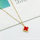 Four Leaf Flower Necklace Earrings Bracelet Set, Titanium