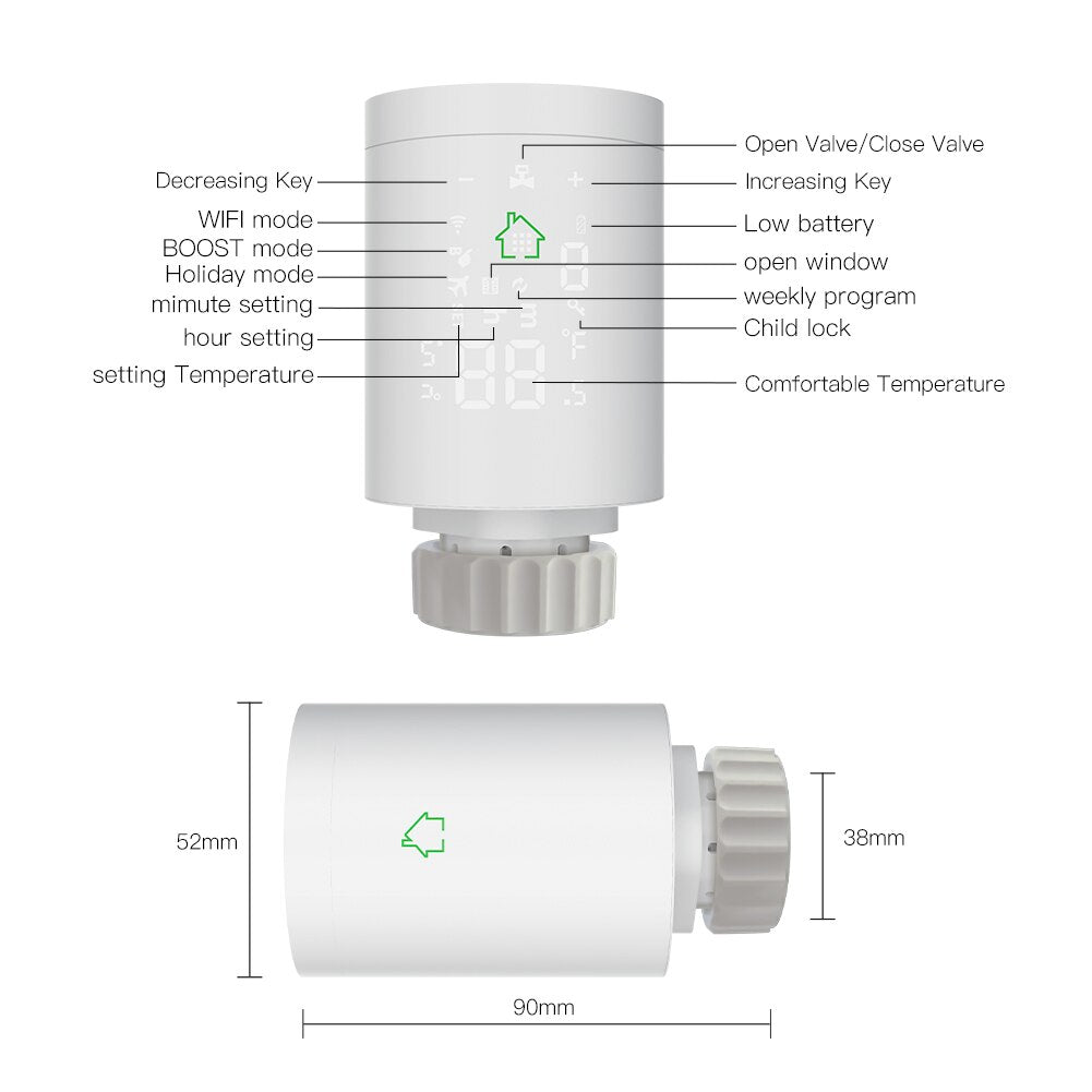 Moes ZigBee 3.0 Smart Radiator Bundle Actuator Programmable Thermostatic Radiator Valve Temperature Controller Voice Control via Alexa Google Home