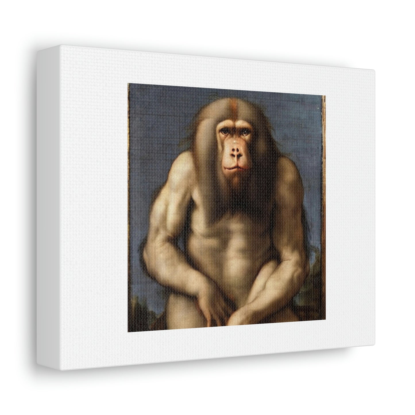 Techno Baboon Digital Art 'Designed by AI' on Satin Canvas, Stretched