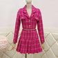 Vintage Pink Tweed Women's Two-Piece Set