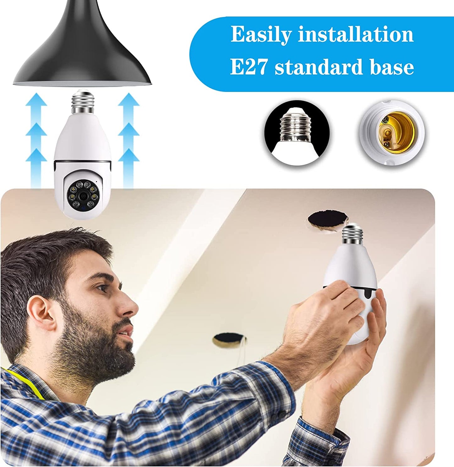 Night Vision Security Camera By Panorama™ Install Into Light Socket Best Price With Audio Function