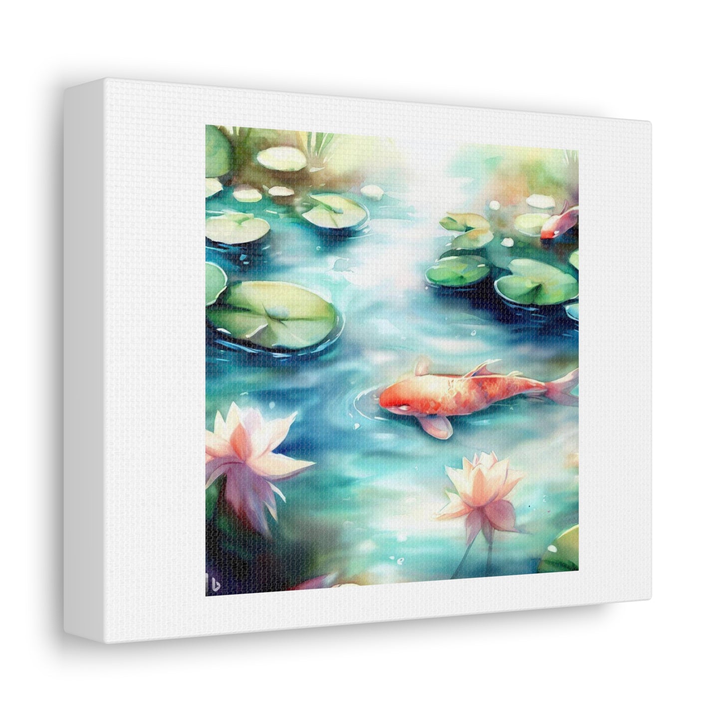 Serene Koi with Lilly Pads Watercolour digital art 'Designed by AI' on Canvas