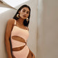 Vireous Peekaboo Style One Piece Solid Colour Swimsuit Resortwear