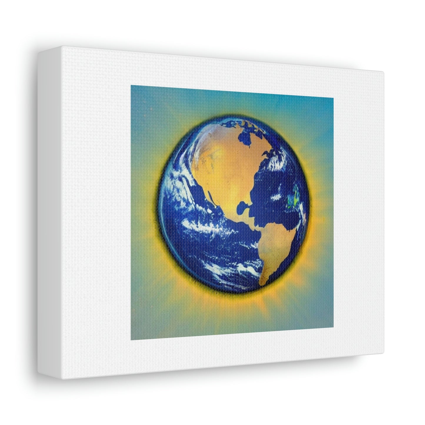 Sunset Over Planet Earth Digital Art 'Designed by AI' on Satin Canvas, Stretched