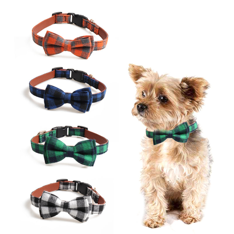 Plaid Pet Dog Bowtie