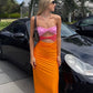 Vireous Strapless Body Contour Fit Beach Dress