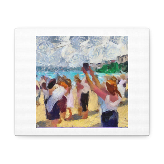 Bathers at Asnières Taking Selfies in the Impressionist Style 'Designed by AI' on Satin Canvas