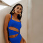 Vireous Peekaboo Style One Piece Solid Colour Swimsuit Resortwear