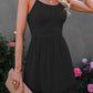 Vireous Spaghetti Strap Tie-Back Ruffle Hem Dress