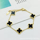 Four Leaf Flower Necklace Earrings Bracelet Set, Titanium