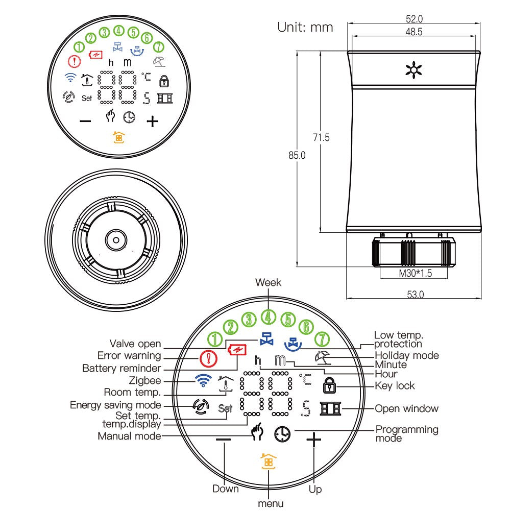 Moes Tuya ZigBee 3.0 New Radiator Actuator Valve Smart Programmable Thermostat Temperature Heater TRV Alexa Google Home Voice Control