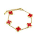 Four Leaf Flower Necklace Earrings Bracelet Set, Titanium