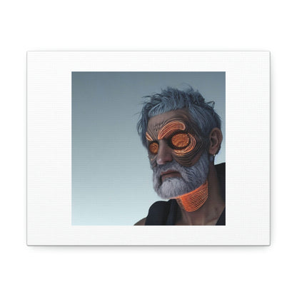 Old Man Space Man With Symmetrical Scars Digital Art 'Designed by AI' on Canvas