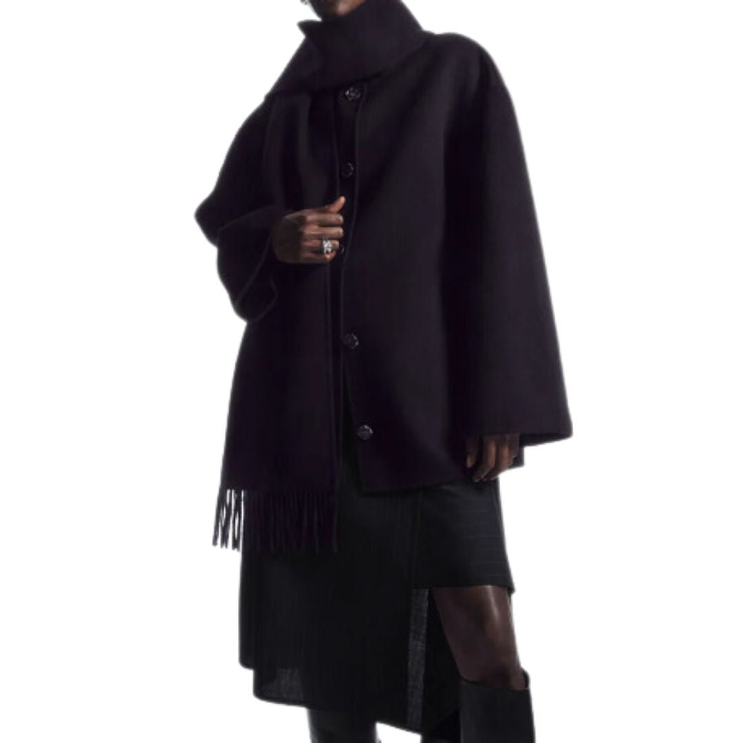 Vireous Woollen Oversized Scarf Coat