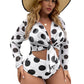 Vireous Large Size Printed Three-Piece Separate Bikini Set