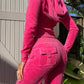 Women's Velvet Full-Zip Crop Top Retro Hoodie