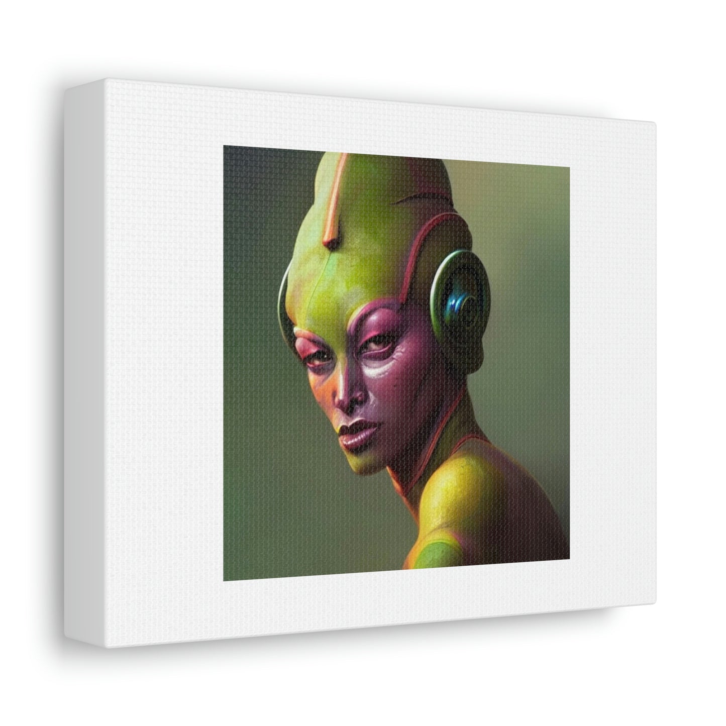 Toned Female Twi'lek Digital Art 'Designed by AI' on Satin Canvas, Stretched