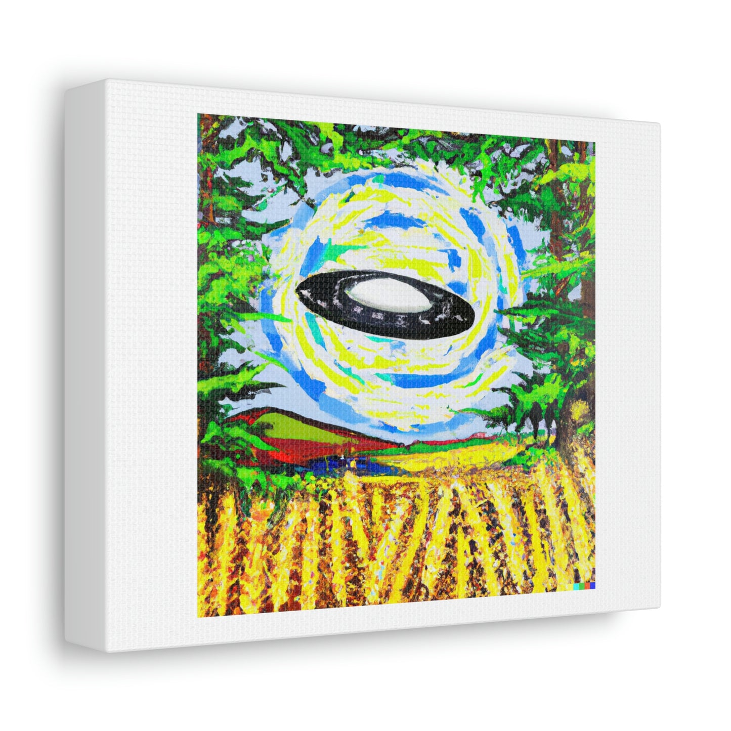 UFO Landing in The Haywain Painting digital art 'Designed by AI' on Canvas