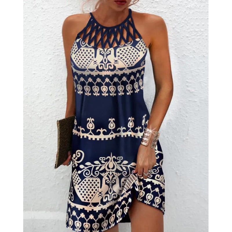 The Boho Dream Mesh Neck Print Summer Dress