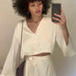 Vireous Casual Satin Two Piece Dress Set