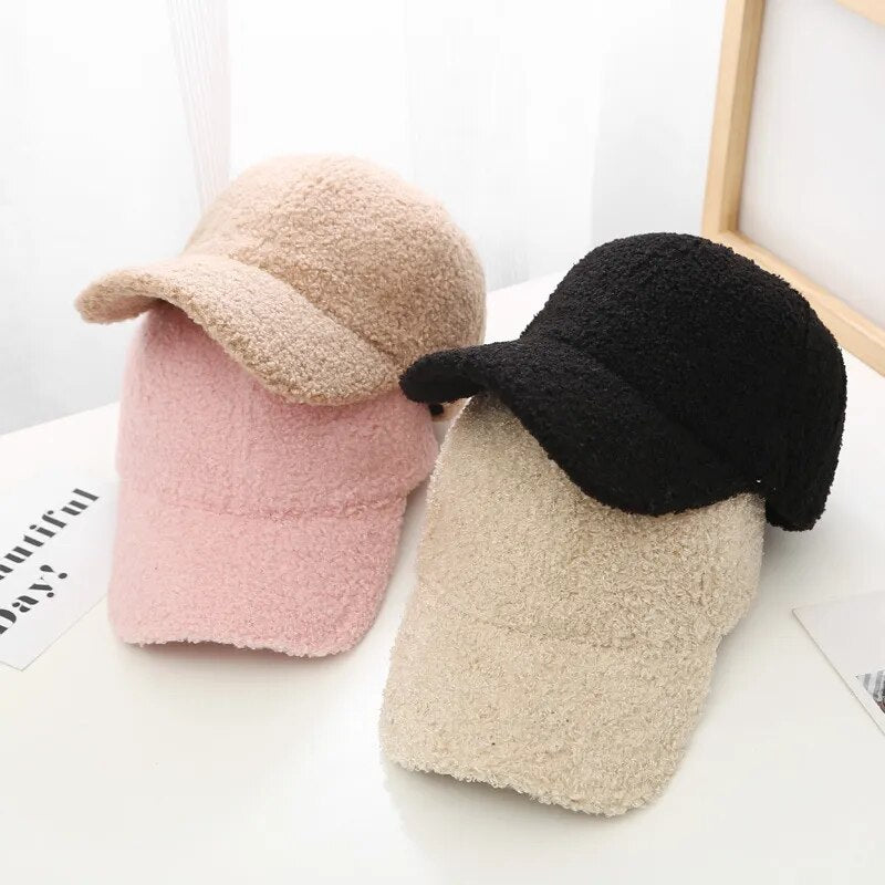 Spring-Autumn-Winter Fluffy Baseball Cap