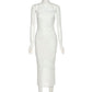 Vireous Sleeveless Round-Neck Mesh Maxi Dress