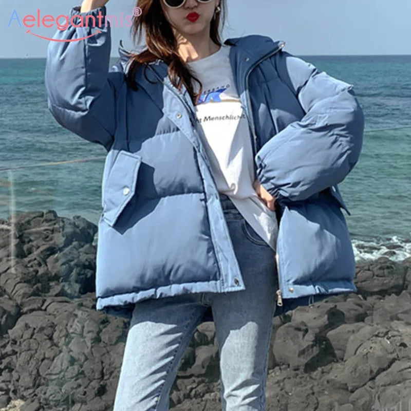 ElegantMis™ Women's Parka Coat in Block Colours