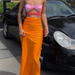 Vireous Strapless Body Contour Fit Beach Dress