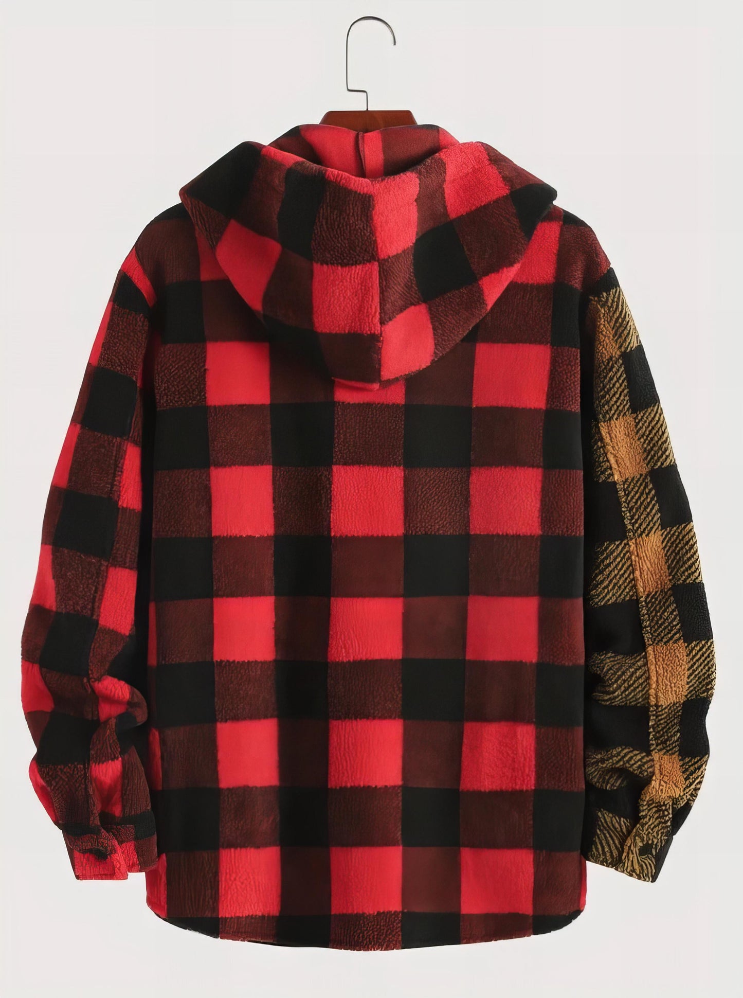 Men's Plaid Hooded Warm Long Sleeve Sweatshirt