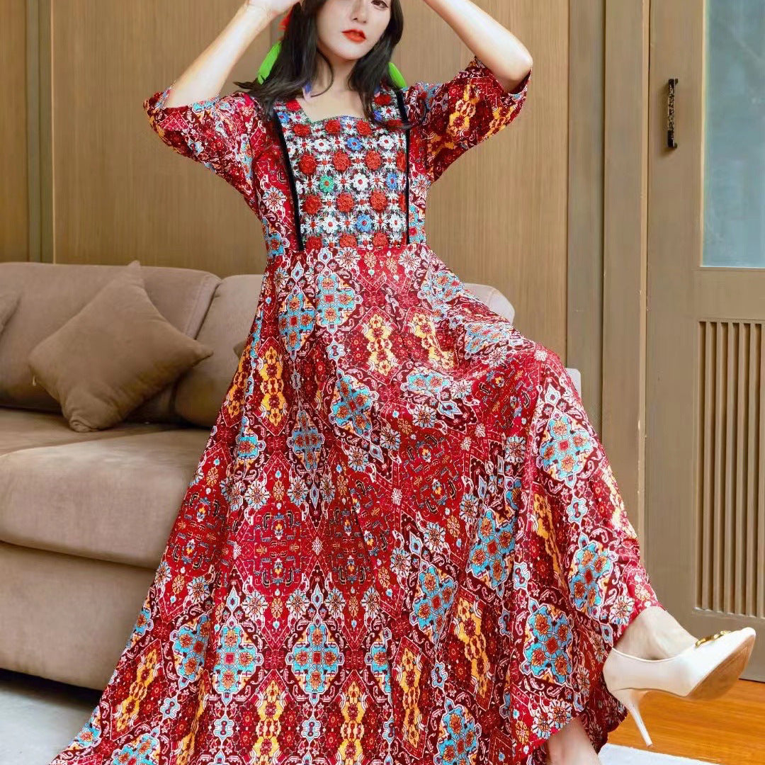 National Style Dress Summer Travel Thailand India Nepal Long Cool Travel Dress