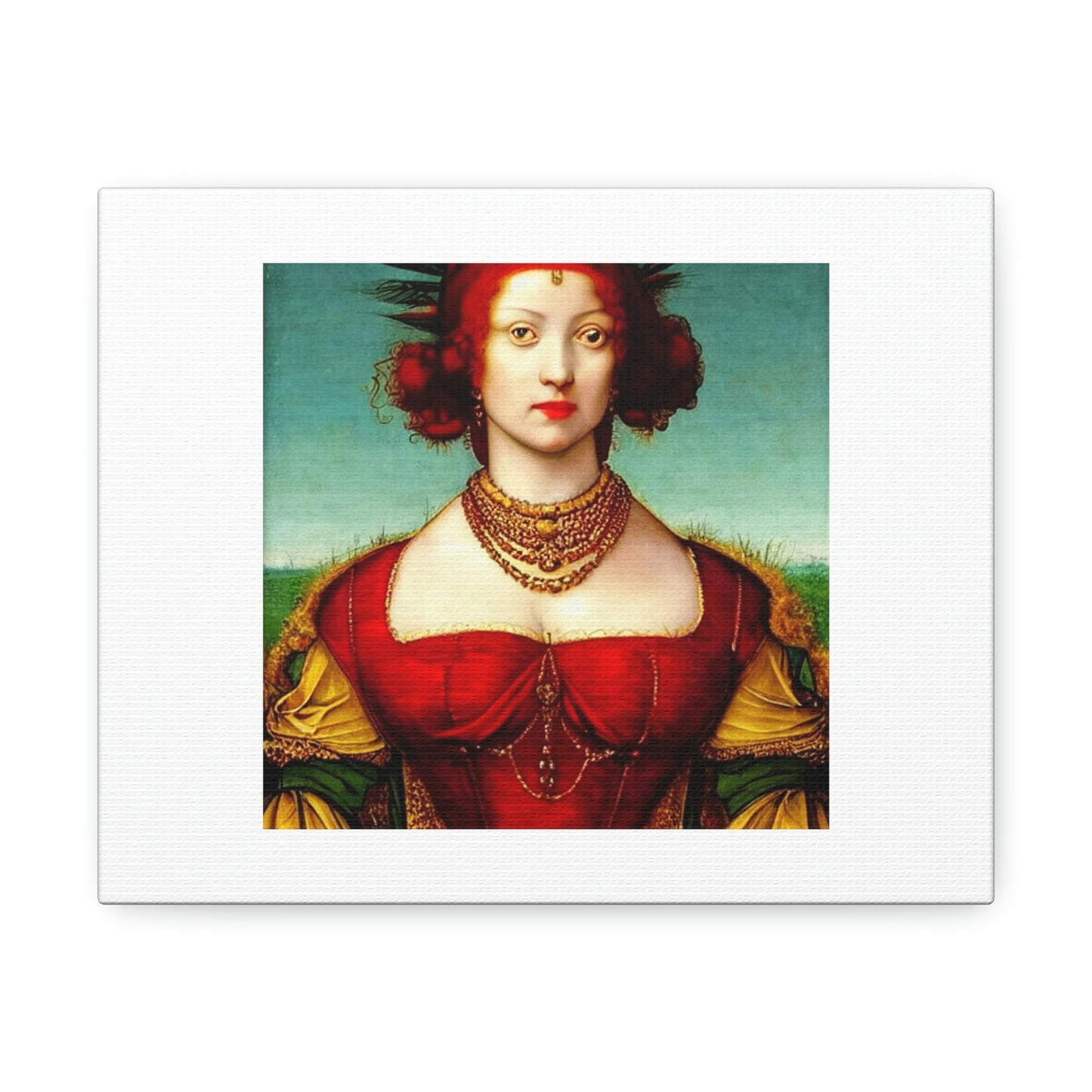 Renaissance Woman With Long Red Hair And Green Eyes Digital Art 'Designed by AI'