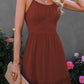 Vireous Spaghetti Strap Tie-Back Ruffle Hem Dress