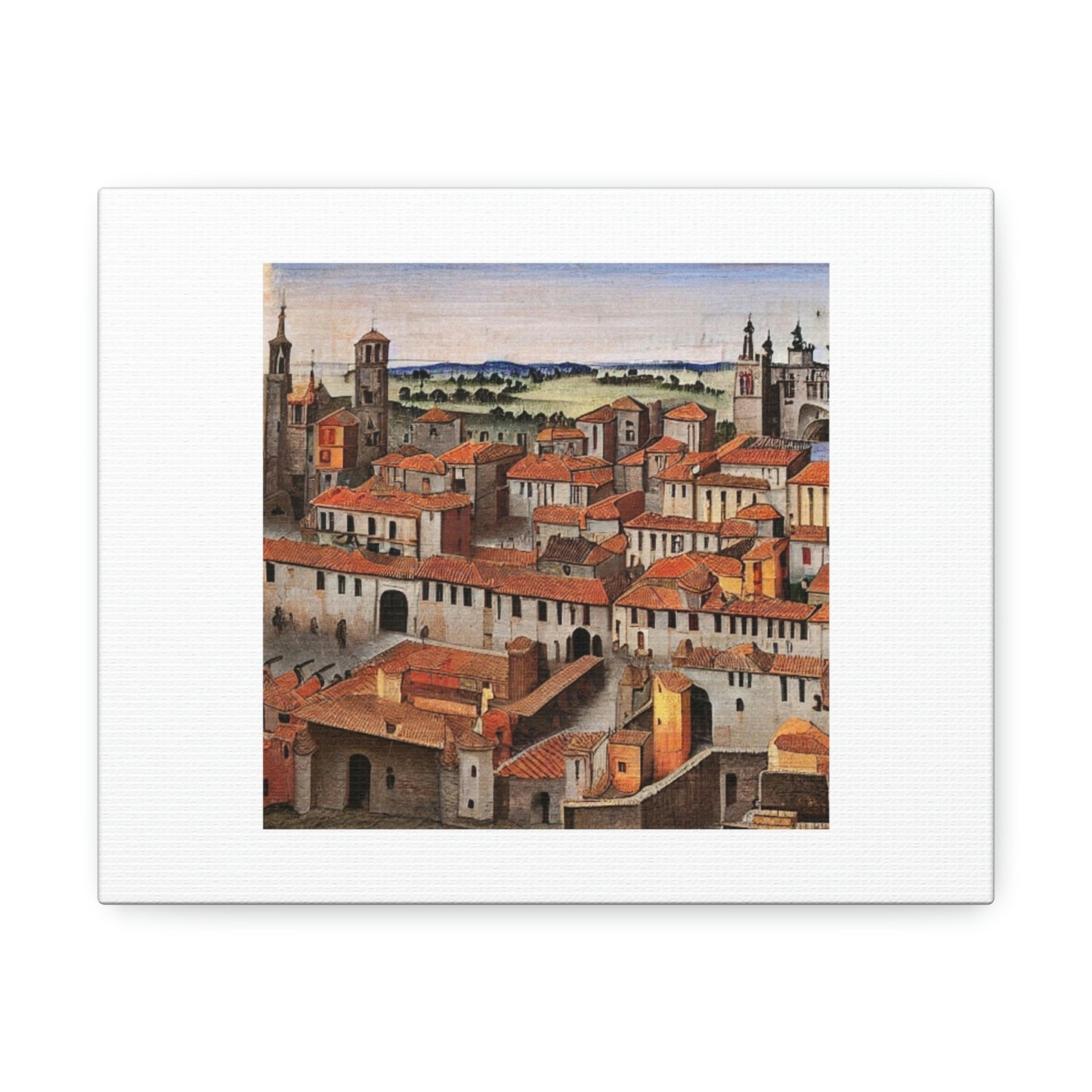 Spanish City In The 1450s Digital Art 'Designed by AI' on Satin Canvas